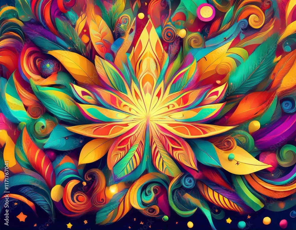 Wall mural abstract fractal background pattern flower design