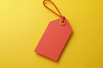 Red tag on bright yellow background