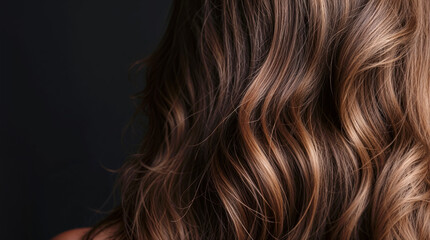 Naklejka premium close-up portrait of a woman with long brown hair, back view