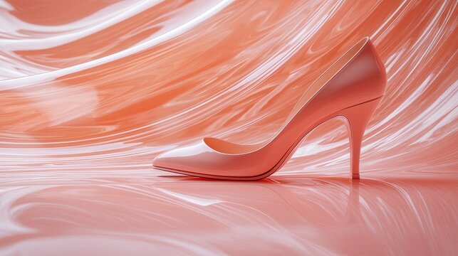 Elegant Pink High Heel on Smooth Background