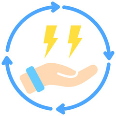 Clean Energy. flat color icon, use for UI, UX, app and web development, digital or print. for digital industry, education, technology.