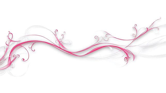 Abstract Pink Floral Design Swirling Lines White Background