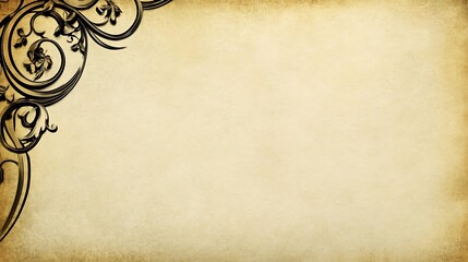 Antique Floral Design on Aged Parchment Background