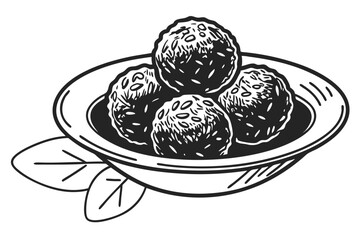 Meatballs silhouette  vector illustration isolated  on a white background