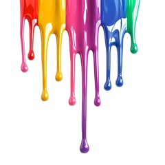 Rainbow dripping liquid on white background