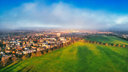 Aerial View of Residential Area and Park in Harrogate, UK