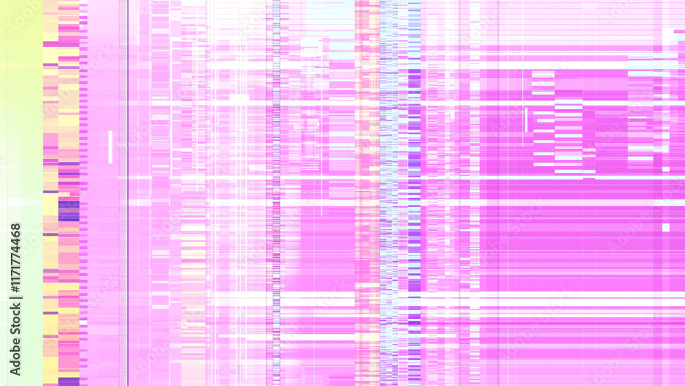 Wall mural an abstract digital art piece with vertical patterns of pink and purple code, subtle static effects,