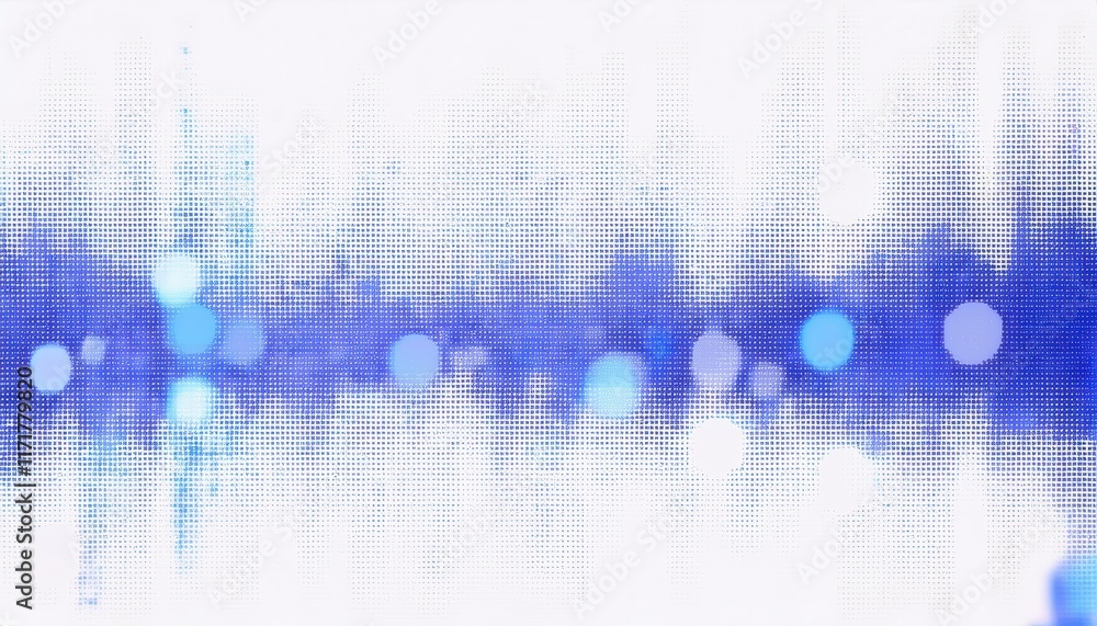 Poster Abstract Blue Digital Matrix Pattern with Pixelated Gradient Overlay, Ideal for Technology, AI, and Data Driven Visual Concepts