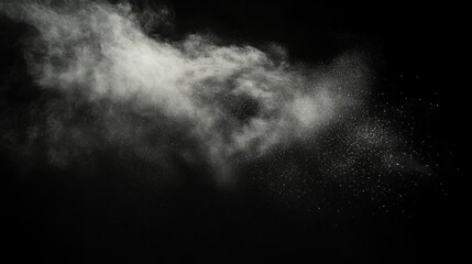 White powder explosion on black background.