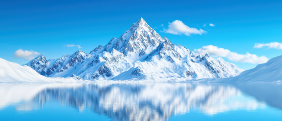 Obraz premium Majestic mountain reflection in serene blue lake landscape