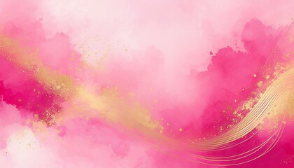 abstract spring pink background with a pink and gold watercolor pattern high resolution background for text and design