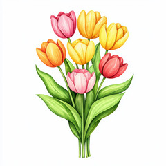 Fototapeta premium vibrant bouquet of tulips in various colors and shapes