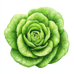 Fototapeta premium Fresh green lettuce with vibrant leaves and intricate details