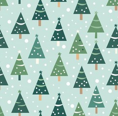 Obraz premium Christmas Tree Pattern: Festive Background and Wrapping Paper Design Material