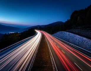 long exposure shot of cars driving on a road by night