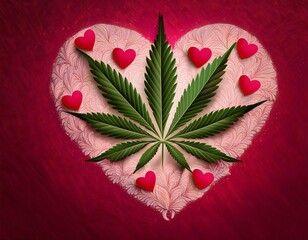 Cannabis Valentine's Day Leaf Heart Design