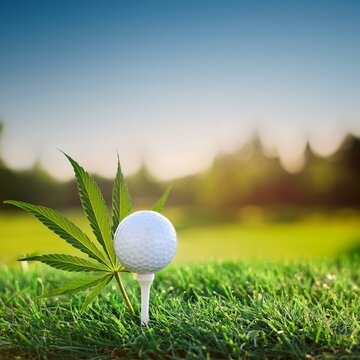 Golf and Marijuana Outdoor Sunny Background, space for copy