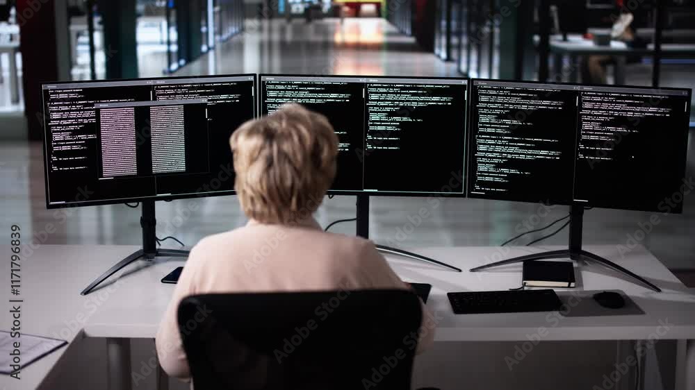 Fototapete Software Programmer Or Coder Woman