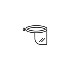 Minimalist black line icon of bathroom wall mirror with shelf in modern design