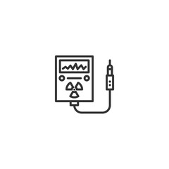Radiation detector icon with digital display and probe line art