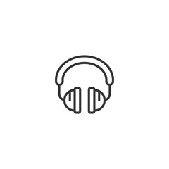 Minimalist outline of headphones on white background