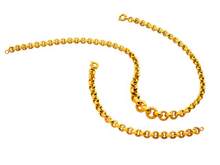 Special design gold chain necklace bracelet isolated