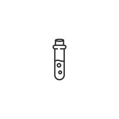 Minimalist line art of a test tube with bubbles for science and laboratory concepts