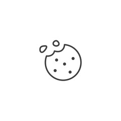 Minimalist cookie icon with bite missing on white background