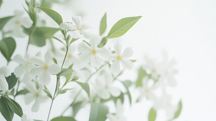 白い背景と繊細なジャスミンの花
