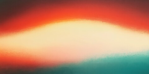 Fototapeta premium abstract landscape, vibrant gradient, orange sky, teal horizon, blurred boundaries, atmospheric, ethereal, painterly effect, minimalist composition, sunset-inspired colors, dreamlike, soft focus, colo