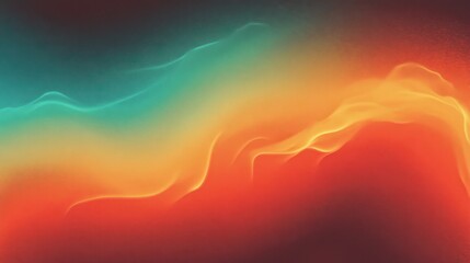 abstract landscape, vibrant gradient, orange sky, teal horizon, blurred boundaries, atmospheric, ethereal, painterly effect, minimalist composition, sunset-inspired colors, dreamlike, soft focus, colo