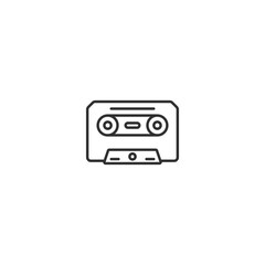 Retro cassette tape icon in minimalist black and white design