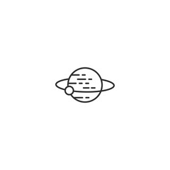 Minimalist saturn icon with rings in simple black and white style
