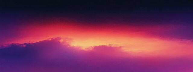 Obraz premium Sunset sky, vibrant gradient, pink to purple clouds, dreamy atmosphere, colorful horizon, twilight colors, atmospheric perspective, ethereal landscape, digital art, fantasy background, wispy clouds, s