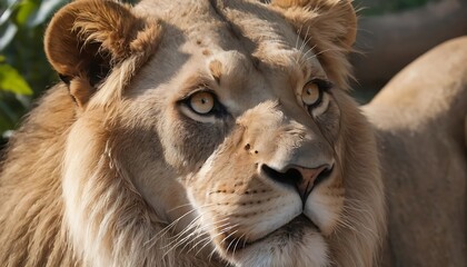Fototapeta premium Portrait of an african lion -panthera leo- at a zoo- denver, colorado, lion is a king of forest, lion in zoo