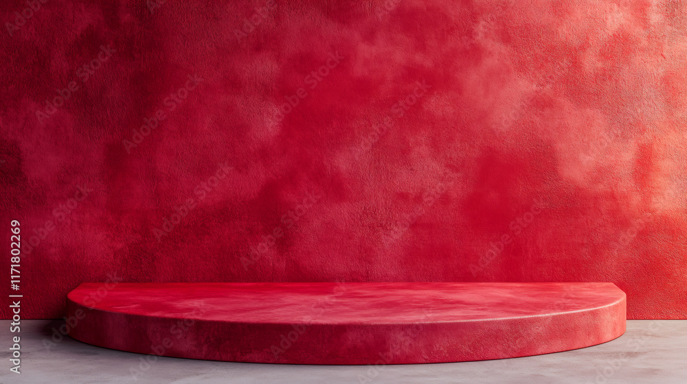 Aufkleber textured red circular platform displaying romantic valentines merchandise with elegant staging