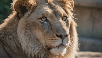 Portrait of an african lion -panthera leo- at a zoo- denver, colorado, lion is a king of forest,...