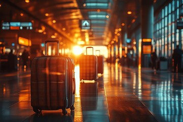 Travel Bags and Morning Sun in Lively Airport