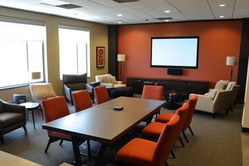 Modern Office with Formal Meeting Room and Relaxation Area