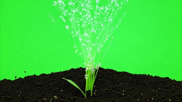 seed germination animation showcasing vibrant flower growth beneath soil, from roots to bloom with intricate details and natural transitions highlighting organic transformation
