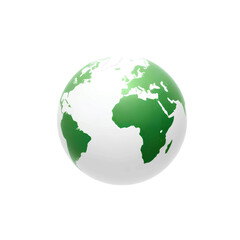 Fototapeta premium 3d earth globe with green continents and white oceans representing eco-consciousness high quality png isolated on transparent background