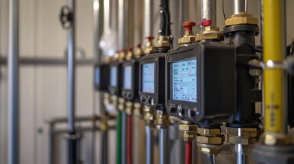 Electronic control units are displaying real time data and parameters, contributing to efficient process management and automation within the industrial environment