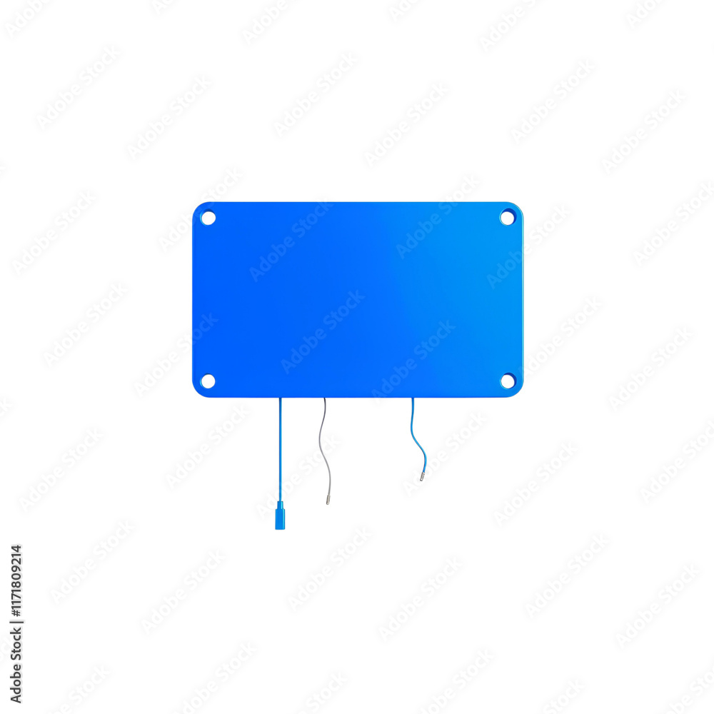 Poster high-quality png image isolated on a transparent background featuring a sleek blue rectangular chip 