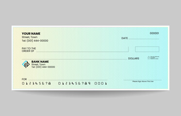 Blank check, bank check, bank cheque design, vector format