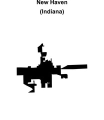 New Haven (Indiana) blank outline map