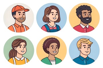 Profile avatar icon set, set of people icons"