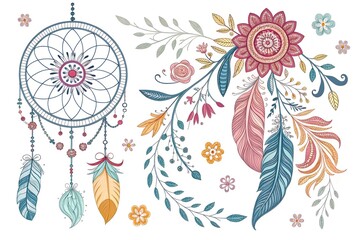Boho-style symbolic illustrations.