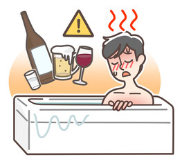 お風呂での事故注意のイラスト