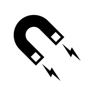 simple classic horseshoe magnet with magnetic field icon symbol vector isolated on transparent background