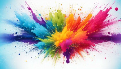 Fototapeta premium colorful ink splash paint splatter powder festival explosion burst isolated white background watercolor stain